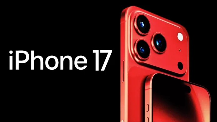 iphone-17 iPhone 17 in red with triple-lens rear camera and sleek design