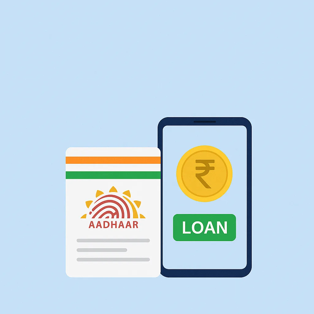 Your Aadhaar Card Could Get You a Loan in 10 Minutes A visual representation of using an Aadhaar card and smartphone to get a personal loan in India within 10 minutes.