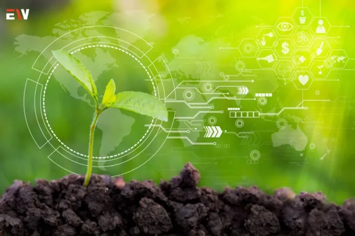 The-Role-of-Green-Technology-in-Sustainable-Development Green technology and innovation for a sustainable future with digital interface and young plant growing in soil.