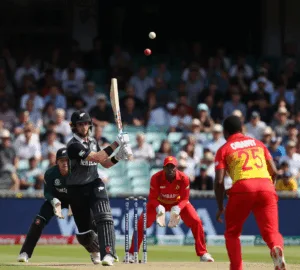 A New Zealand bowler in action during the 2025 cricket series against Zimbabwe.
